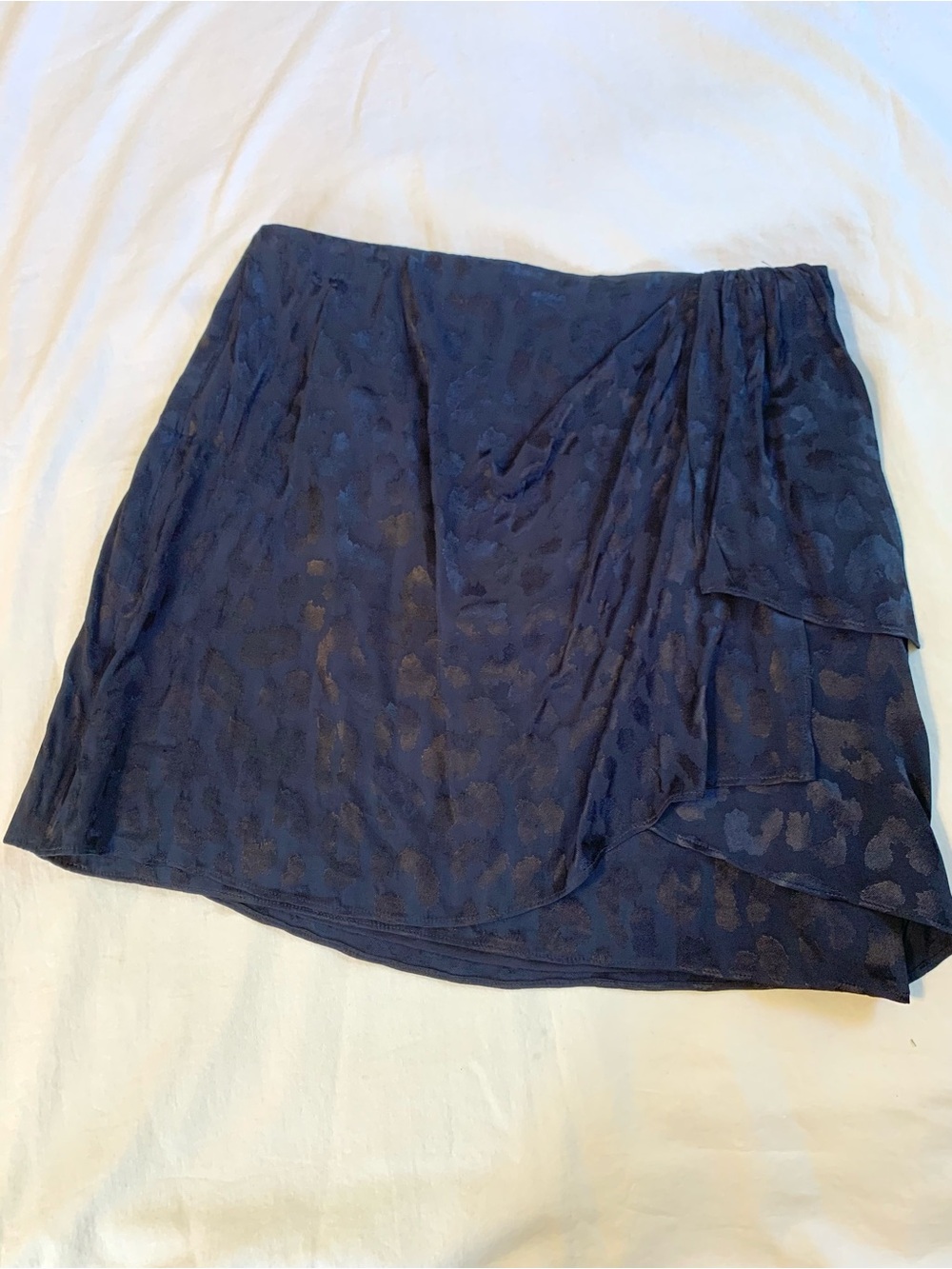 Express Faux Wrap Navy Leopard Print Mini Skirt.
